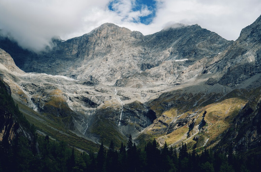 alpine mountains with pollution
